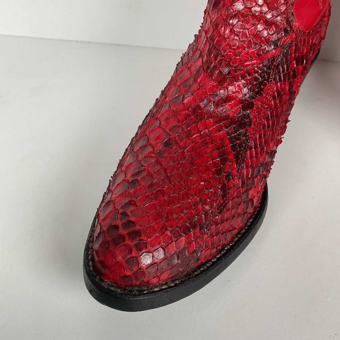 Vintage Justin Python Snakeskin Cowboy Boots | USA Made | Red | Men’s 8.5 D
