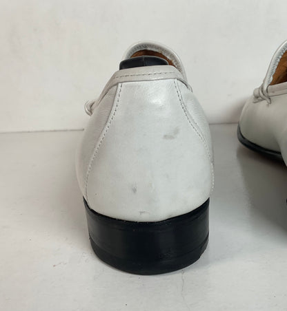 Vintage Johnston Murphy Aristocraft White Moccasin Loafers 10.5 Narrow USA Made