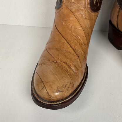 Vintage Eel Skin Cowboy Boots | Exotic | Butterscotch | Narrow | Men’s 11.5 B