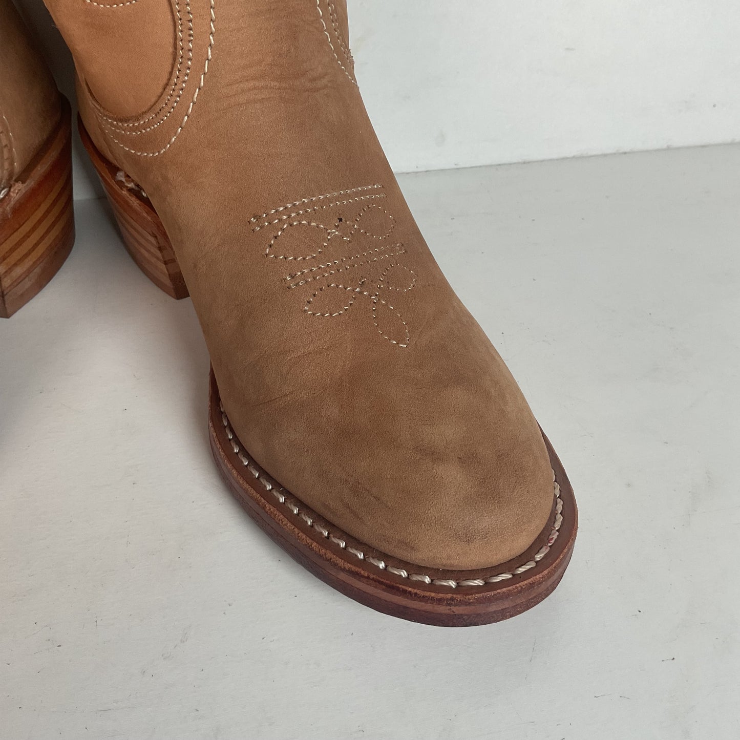 Frye Austin Cowgirl Boots 6 M Tooled Flower Inlay USA Made