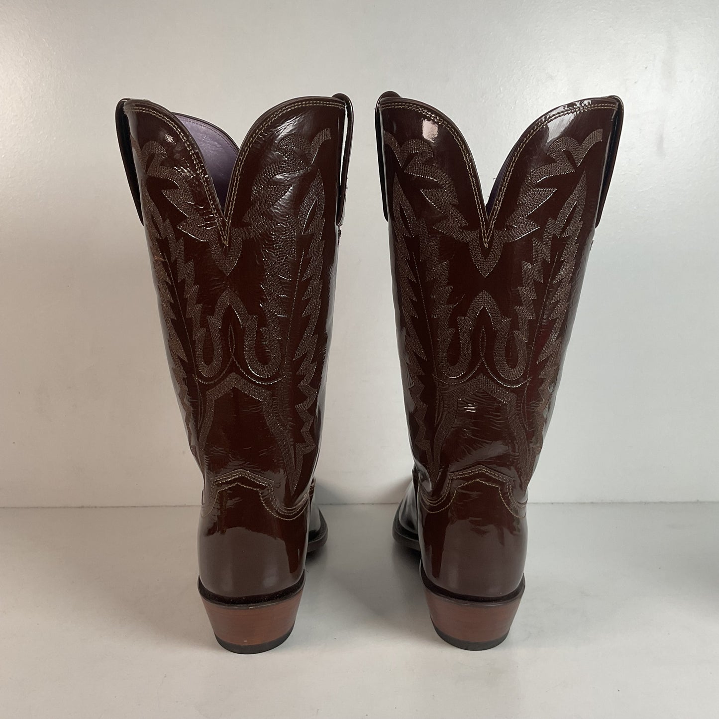 Lucchese Patent Leather Cowgirl Boots | Brown | Women’s 10