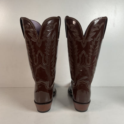 Lucchese Patent Leather Cowgirl Boots | Brown | Women’s 10