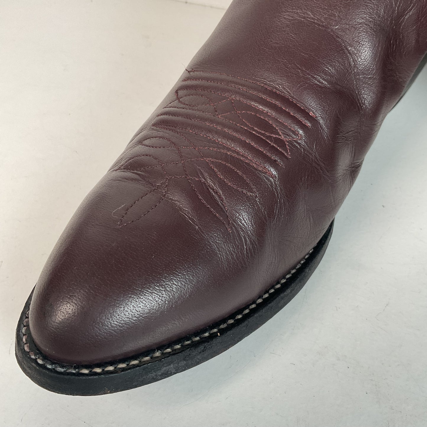 Vintage Nocona Burgundy Boar Cowboy Boots 10.5 D USA Made Wild Pig Skin