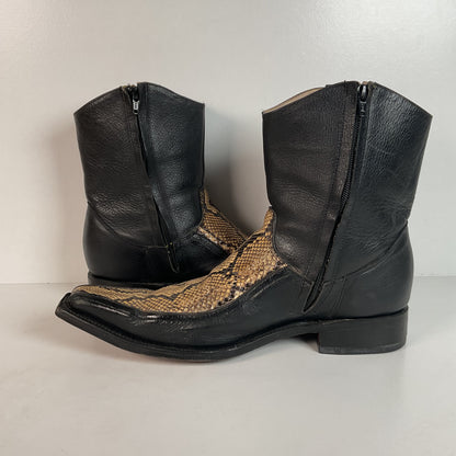 Python Snakeskin Ankle Boots | Western Side Zip | Mex 30.5 | USA 12.5