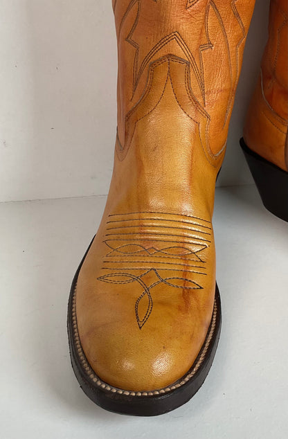Vintage Buckaroo Cowgirl Boots 7.5 B Punchy Butterscotch