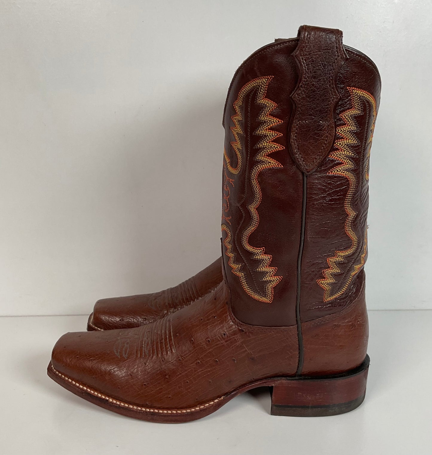 Justin Exotic Pin Quill Ostrich Cowboy Boots 9 D Cutter Toe USA Made