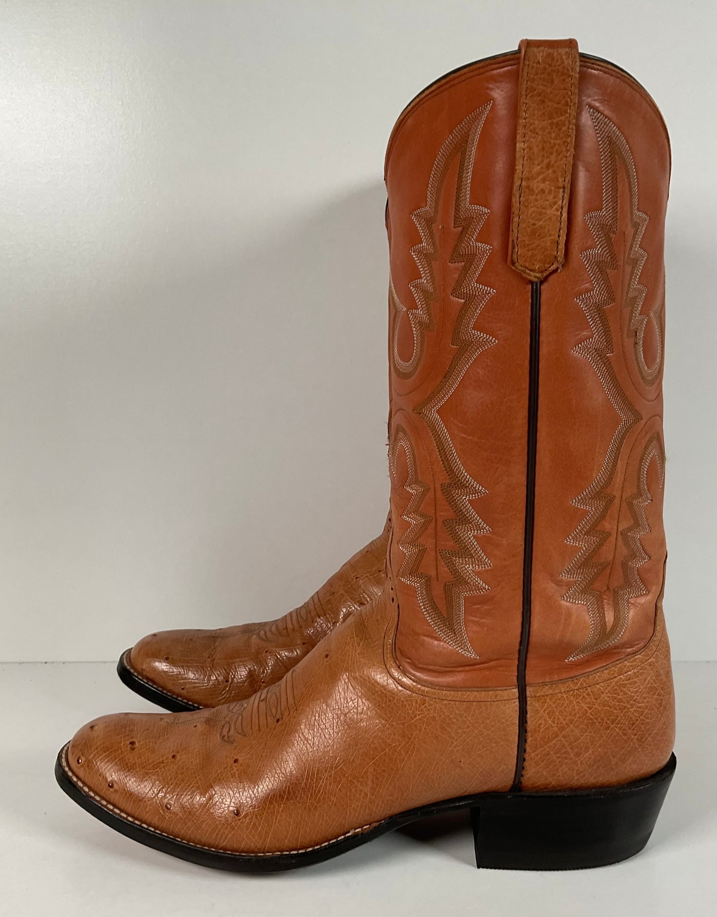 Rios Of Mercedes Smooth Ostrich Cowboy Boots 13 B Exotic USA Made