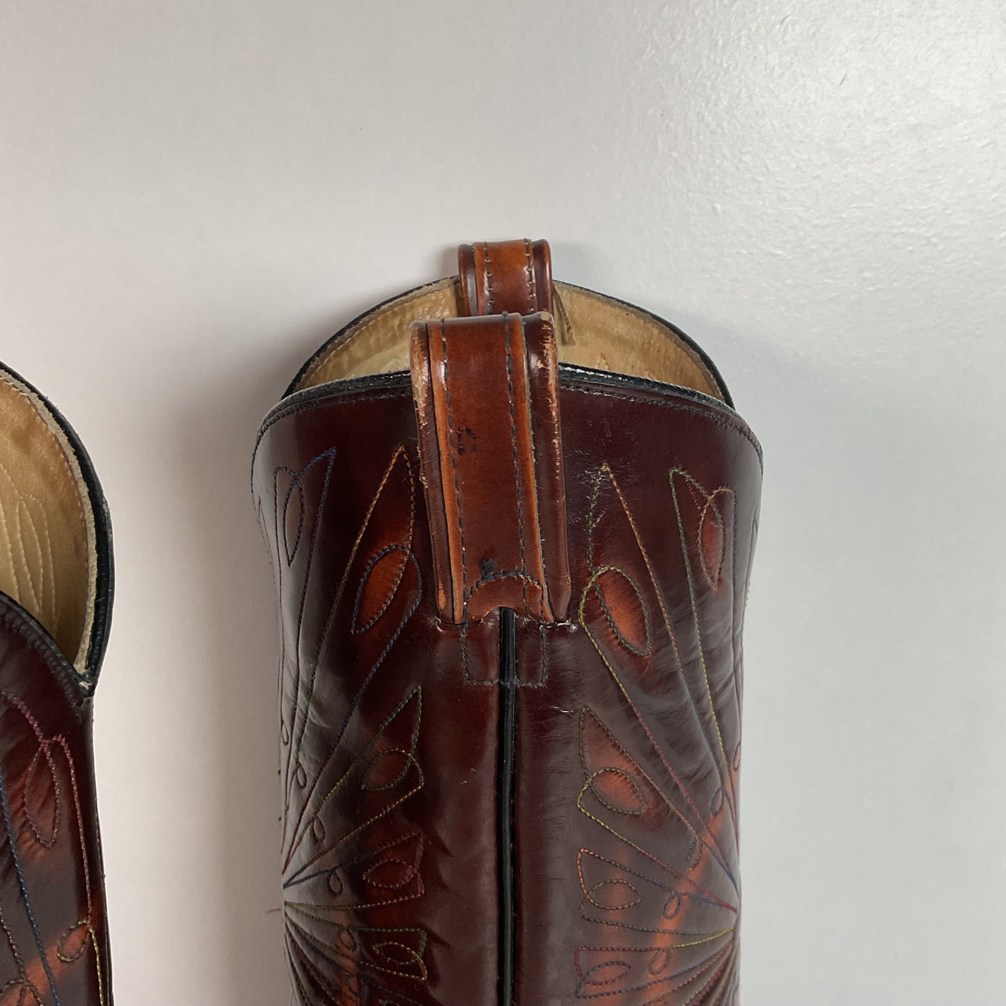 Vintage Texas Thunderbird Cowboy Boots | Rainbow Peacock | USA Made | 70s | 10 D