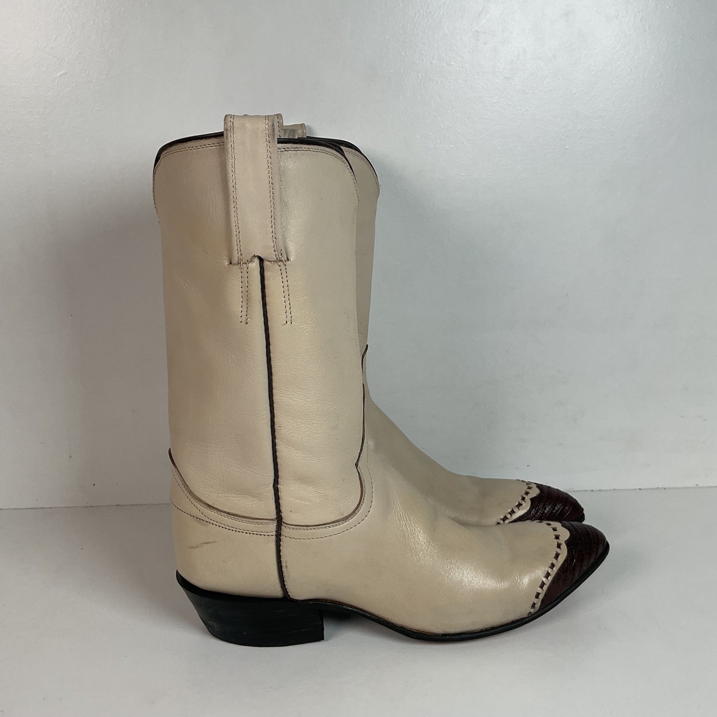 Vintage 1960s Cowtown Lizard Wingtip Cowboy Boots Men’s 8.5 A | Women’s 10
