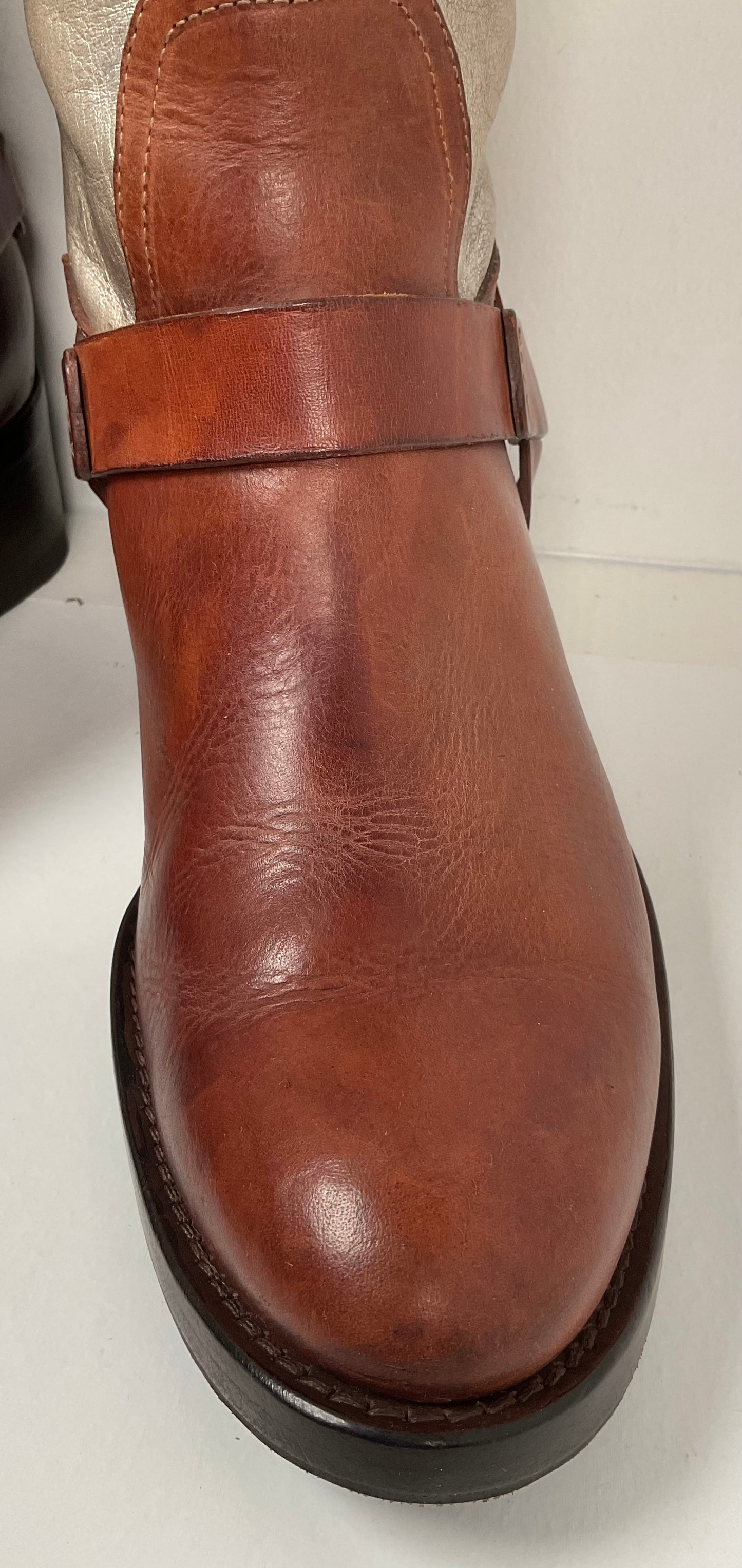 Ralph Lauren Purple Label Riding Boots 7.5 B Harness Metallic