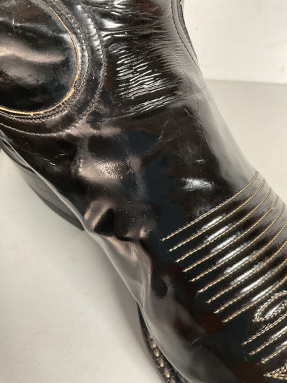 Late 1960s Tony Lama Patent Leather Cowboy Boots 10.5 D Glossy USA Made