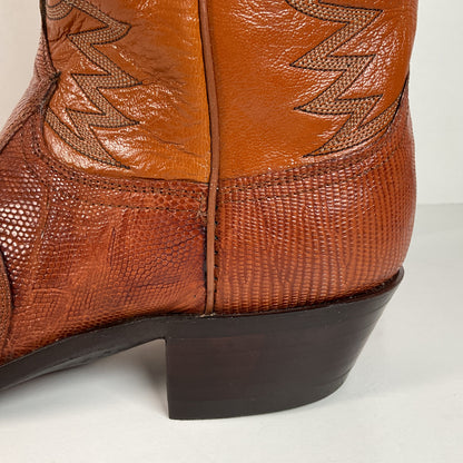 Vintage Dan Post Teju Lizard Cowboy Boots | Peanut Brittle | Men’s 10 D
