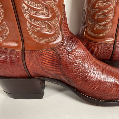 Vintage Tony Lama Teju Lizard Cowboy Boots | Gold Label | Narrow | Men’s 9.5 B