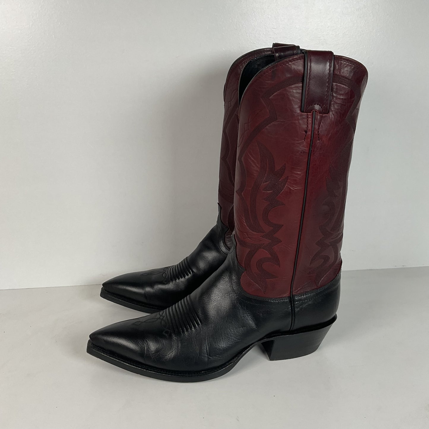 Vintage Justin Buffalo Calf Cowboy Boots | USA Made | Black Cherry | Men’s 10 D