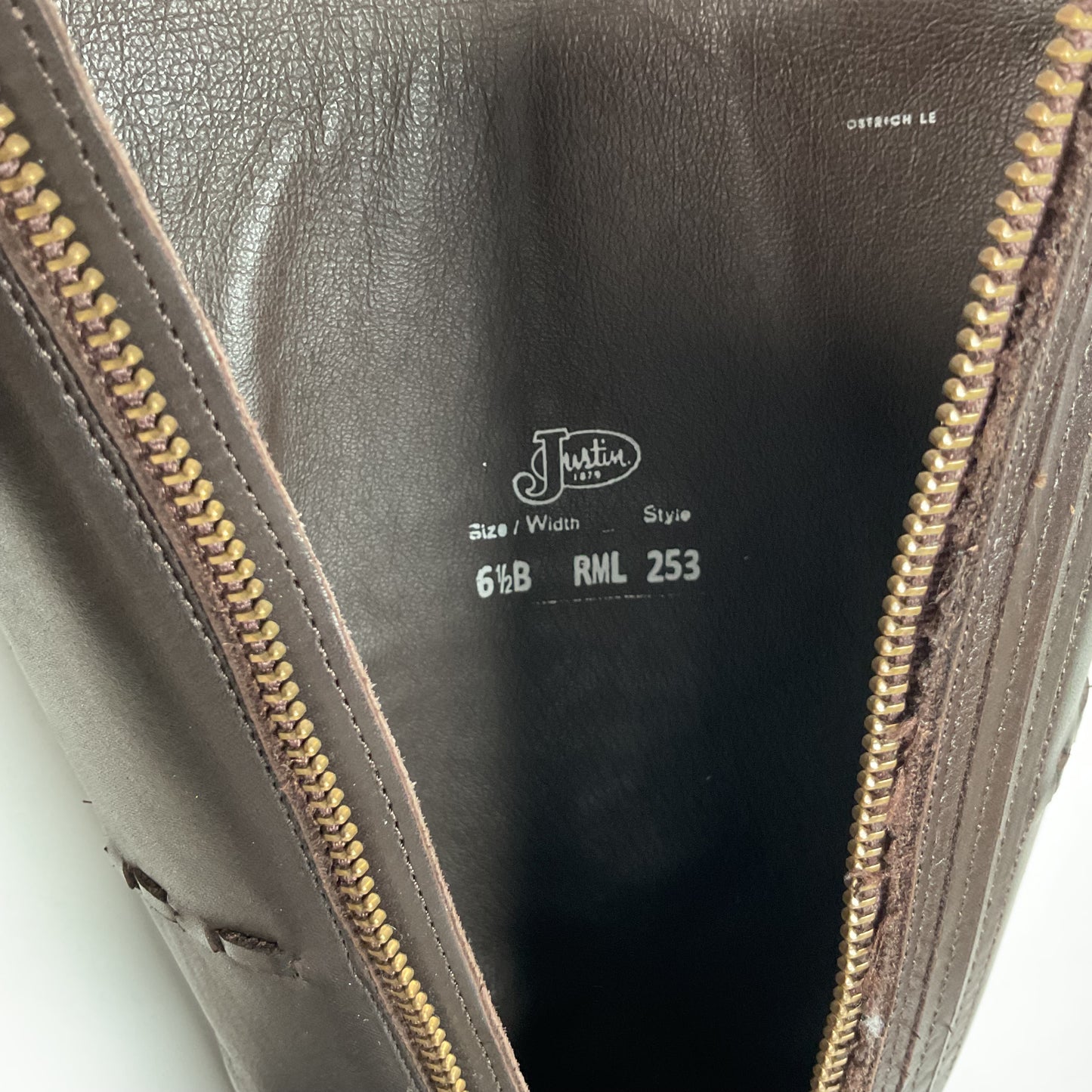 Justin’s Reba Mcalester Ostrich Cowgirl Boots 6.5 B Exotic Side Zip