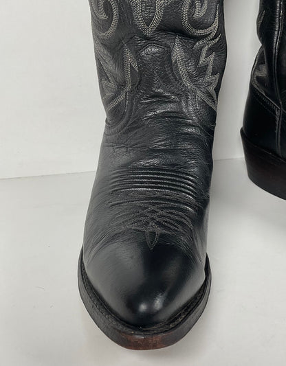 Vintage Dan Post Buck Skin Cowboy Boots | Classic Black | Men’s 10 D