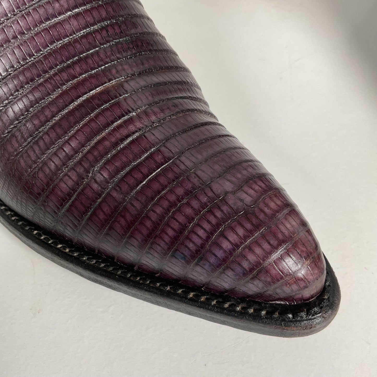 Vintage Larry Mahan Teju Lizard Cowgirl Boots | Purple | Women’s 7.5 B