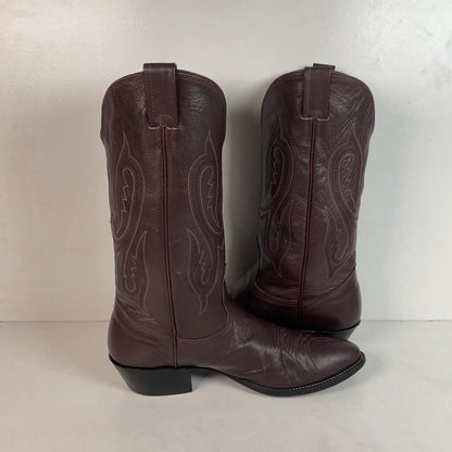 Vintage Nocona Burgundy Boar Cowboy Boots 10.5 D USA Made Wild Pig Skin