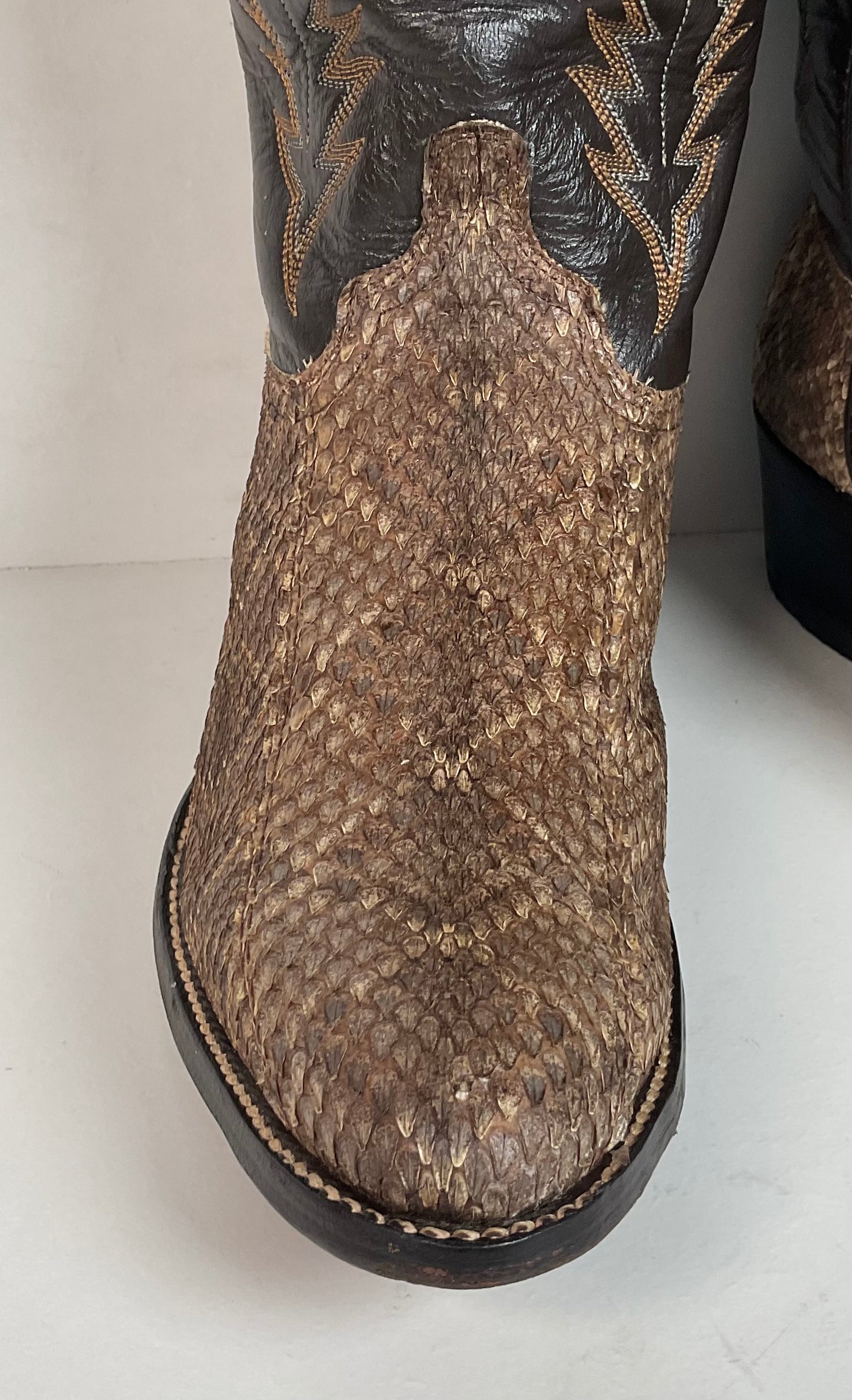 Vintage Abilene Diamondback Rattlesnake Cowboy Boots 10 D USA Made Snakeskin
