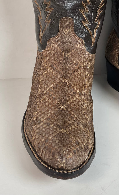 Vintage Abilene Diamondback Rattlesnake Cowboy Boots 10 D USA Made Snakeskin