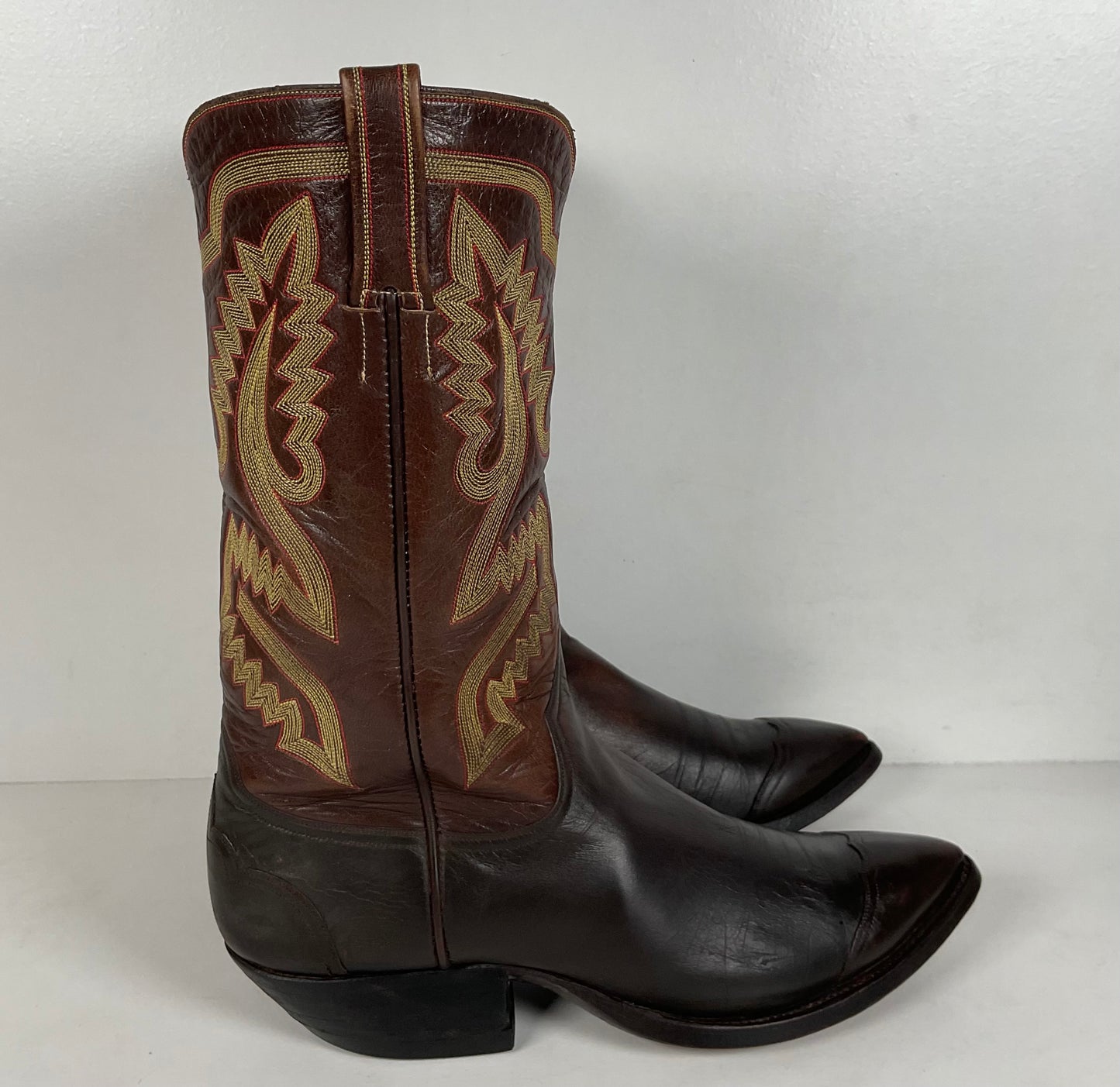 Custom Cowboy Boots | Wingtip Triad | Dark Brown Calfskin | Narrow | Men’s 9.5