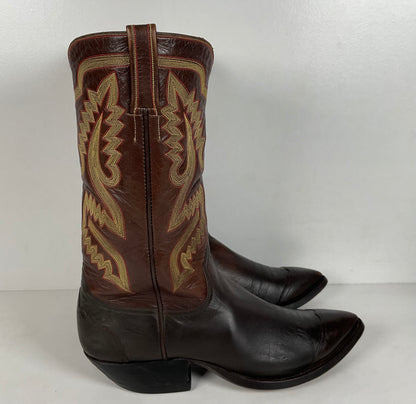 Custom Cowboy Boots | Wingtip Triad | Dark Brown Calfskin | Narrow | Men’s 9.5