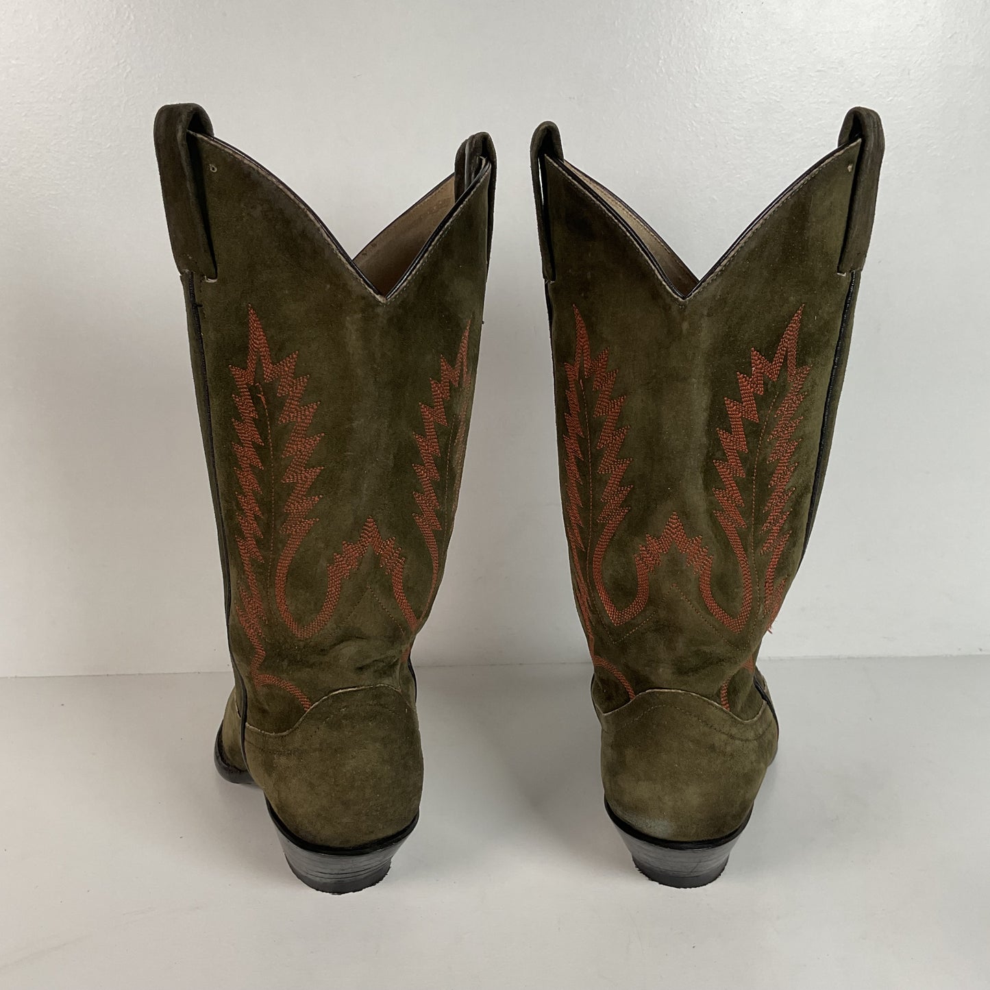 Vintage Hyer Cowboy Boots | 1980s | Olive Green Suede | Women’s 6.5 B