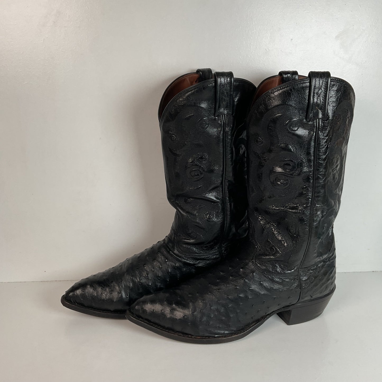 Tony Lama Full Ostrich Quill Cowboy Boots 13 D USA Made Exotic