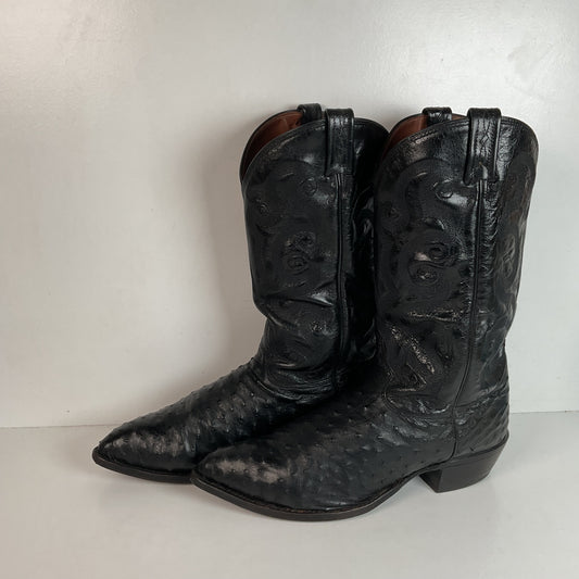 Tony Lama Full Ostrich Quill Cowboy Boots 13 D USA Made Exotic