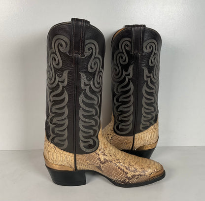Vintage Tony Lama Python Snakeskin Cowboy Boots | Gold Label | Men’s 7.5 D