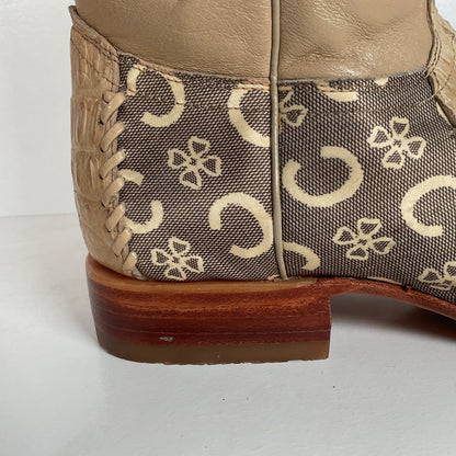 Los Altos Caiman Crocodile Boots | Exotic | Pointy Toe | Cream | Men’s 9 EE