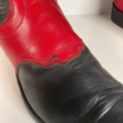 Olathe Western Roper Boots | Red & Black Calf | USA Made | Men’s 9 D