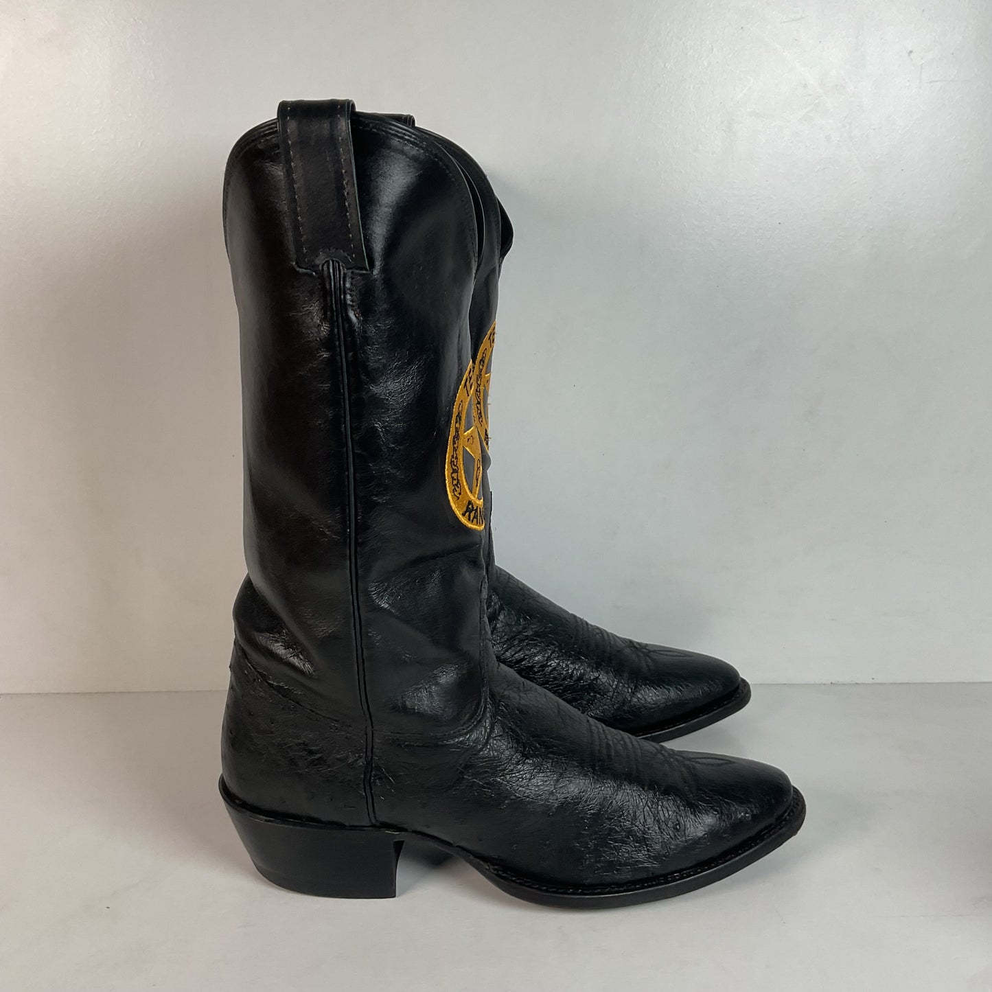 Justin Texas Rangers Cowboy Boots 9.5 D Exotic Smooth Ostrich