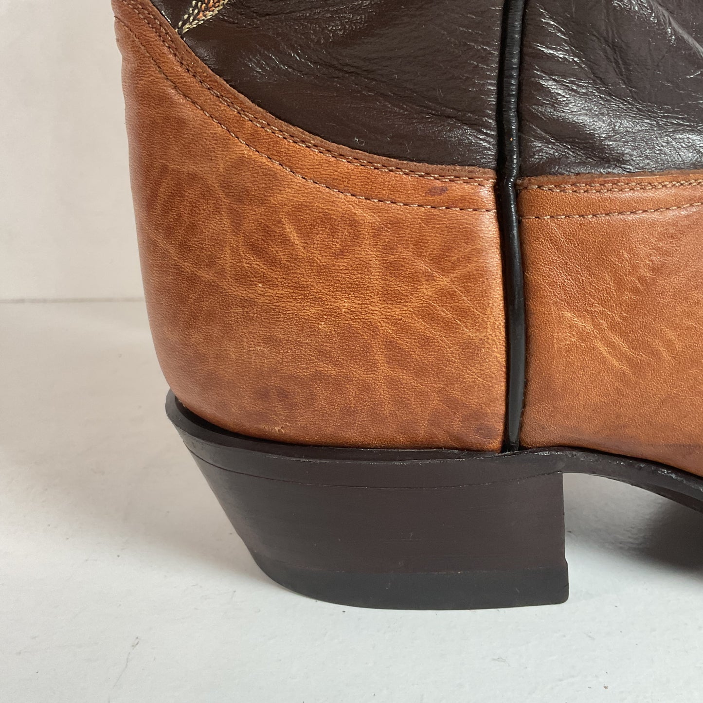 Vintage Tony Lama Gold Label Cowboy Boots — Pecan Bull Shoulder — Men’s 9 D