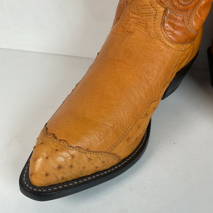 Tony Lama Butterscotch Ostrich Cowboy Boots 8 EE Exotic USA Made