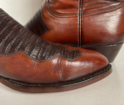 Vintage Lucchese Goat Skin Cowboy Boots | Lizard Inlay | Men’s 8.5 D