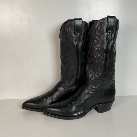 Justin Corona Top Leather Cowboy Boots 9.5 B USA Style 1434 Classic Black