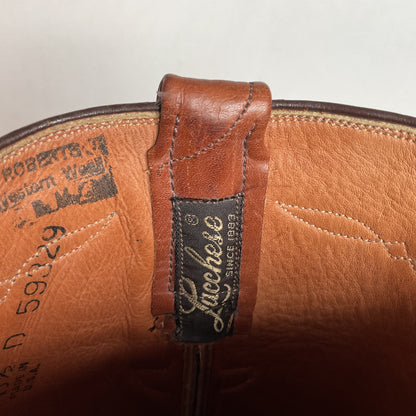 Vintage Lucchese Roper Boots 8.5 D USA Made Royal Calf