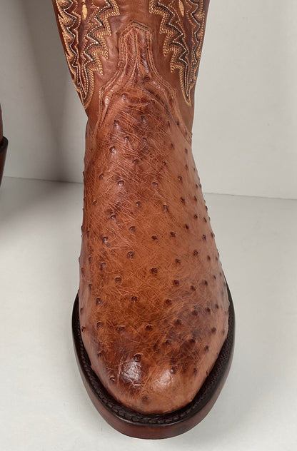 Lucchese 2000 Full Quill Ostrich Cowboy Boots | Barnwood | Exotic | Men’s 11 D