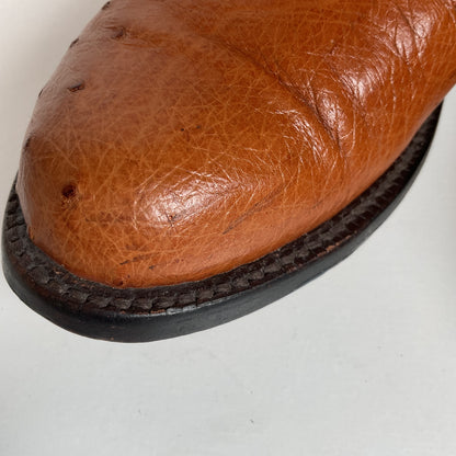 Vintage Lucchese Handmade Smooth Ostrich Cowgirl Roper Boots 7 B 1990s