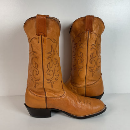 Vintage Nocona Pig Skin Cowboy Boots | Boar | Butterscotch | USA Made | 10.5 EE