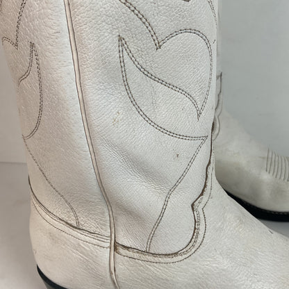 Vintage 1960s Justin White Cowboy Boots Men's 10 B | Women’s 11 Old Fort Worth Label