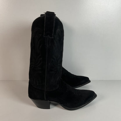 Vintage Justin Suede Cowgirl Boots | USA Made | Rough Out | Black | 5.5 B