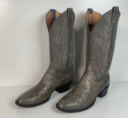 Vintage Sanders Python Snakeskin Cowboy Boots | Grey | Men’s 10 D