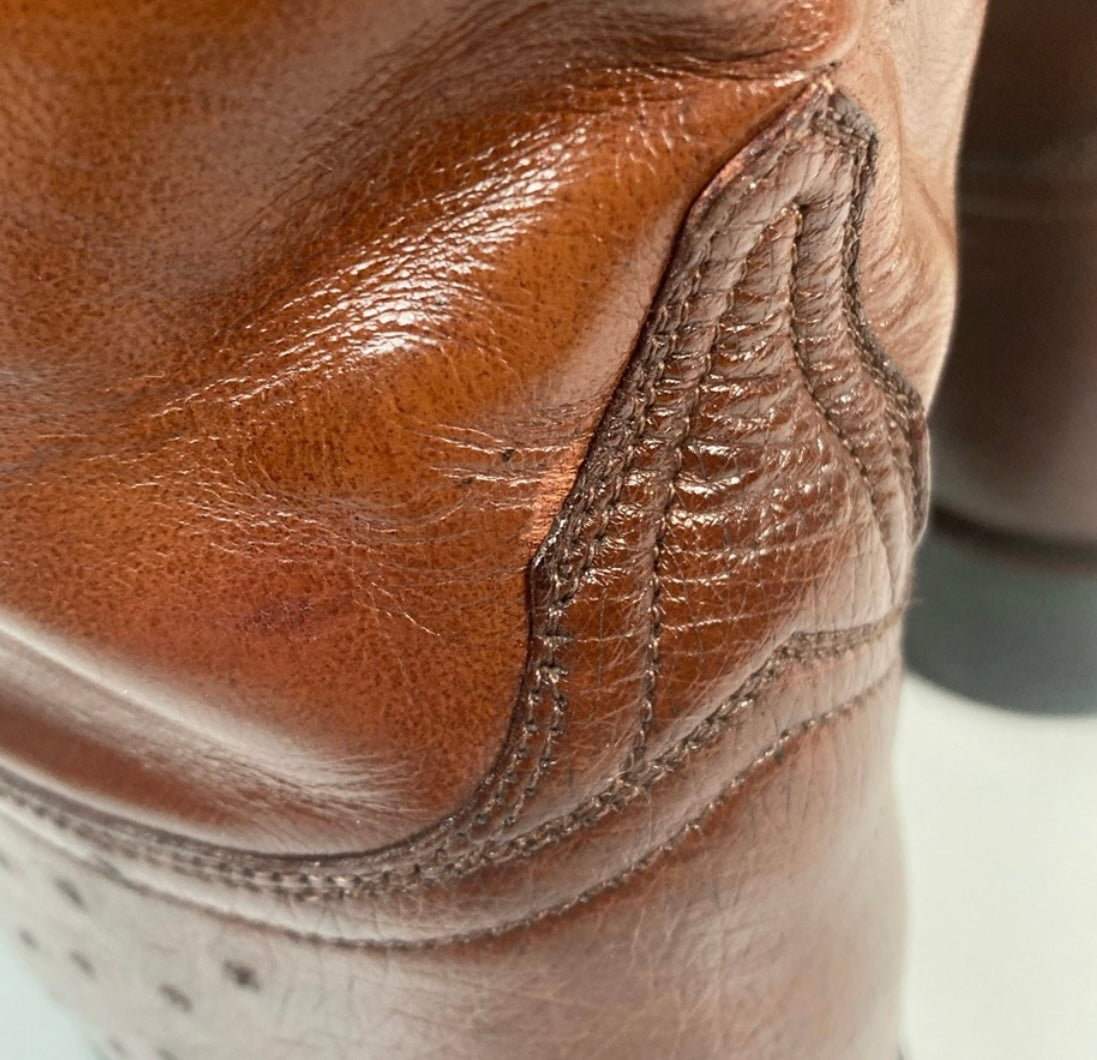 Vintage Lucchese Handmade Smooth Cigar Ostrich Roper Boots 10 D Exotic Cowboy
