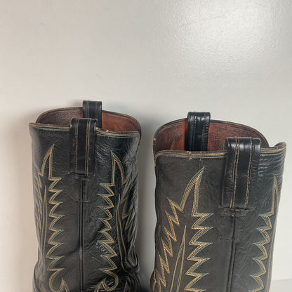 1950s Tony Lama Cowboy Boots | Black | Distressed | Men’s 9.5