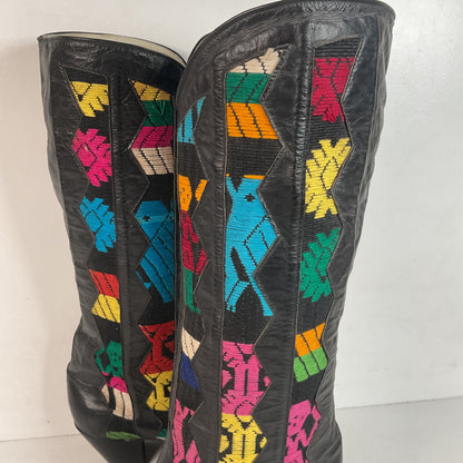 Tony Lama’s Hyer Cowgirl Boots 8 C Southwestern Aztec Woven Inlays