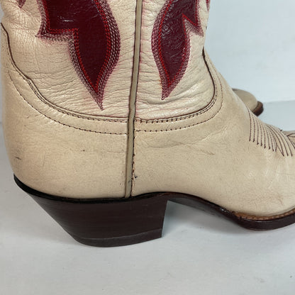 Vintage Laramie Handmade Cowgirl Boots 6.5 C Cranberry Inlay