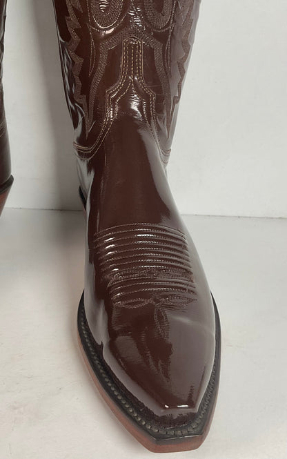 Lucchese Patent Leather Cowgirl Boots | Brown | Women’s 10