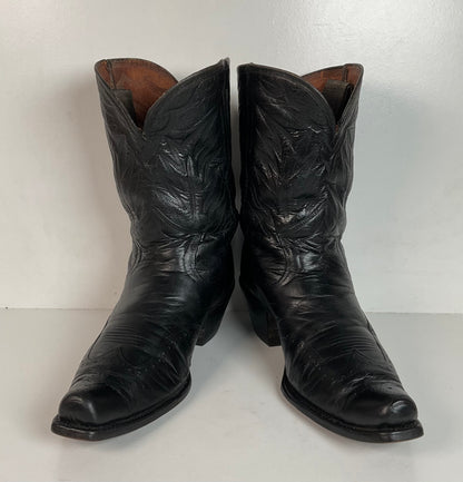 Vintage 1940s Brogue Wingtip Cowboy Boots 9.5-10 Leather Pull Tab Pee Wee